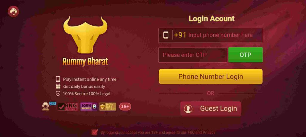 Rummy Bharat APP  में रजिस्टर कैसे करें?